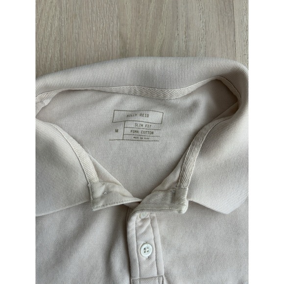 BILLY REID Bone Pima Cotton Polo Shirt Slim Fit Sz Medium Fits Small - Picture 3 of 5